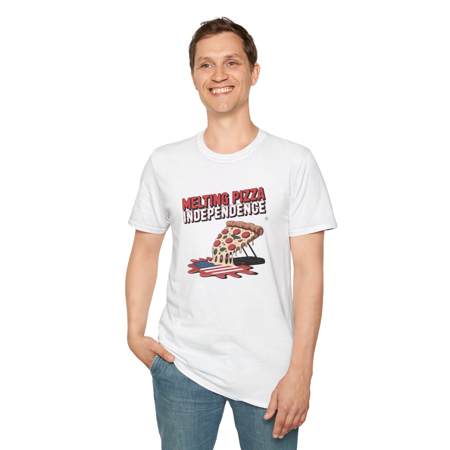 Melting Pizza Independence T-Shirt | Funny Pizza Tee, Unisex Graphic Shirt, Casual Wear, Gift for Foodies, 4th of July