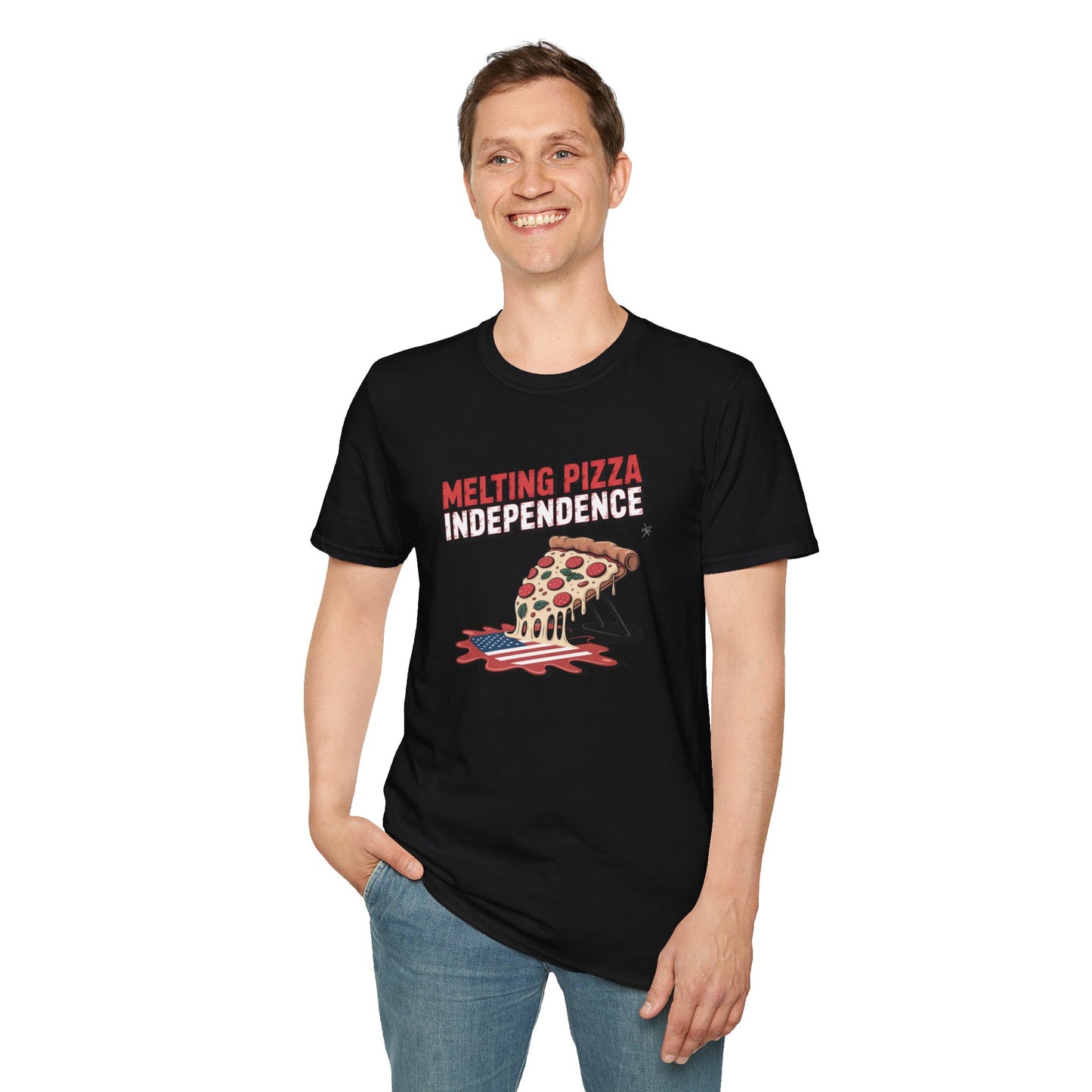 Melting Pizza Independence T-Shirt | Funny Pizza Tee, Unisex Graphic Shirt, Casual Wear, Gift for Foodies, 4th of July
