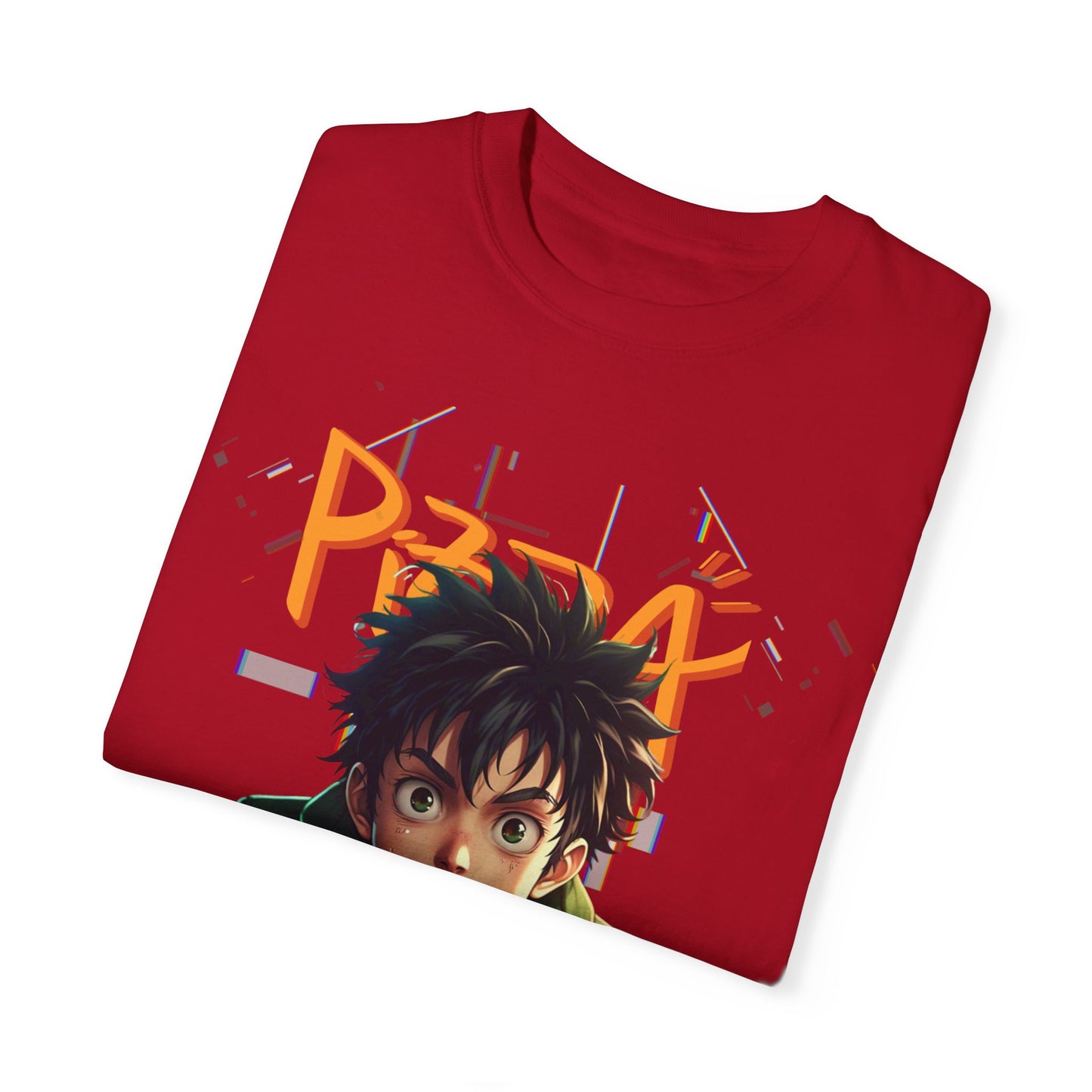 Anime Pizza Lover Unisex Garment-Dyed T-Shirt | Fun Graphic Tee for Foodies