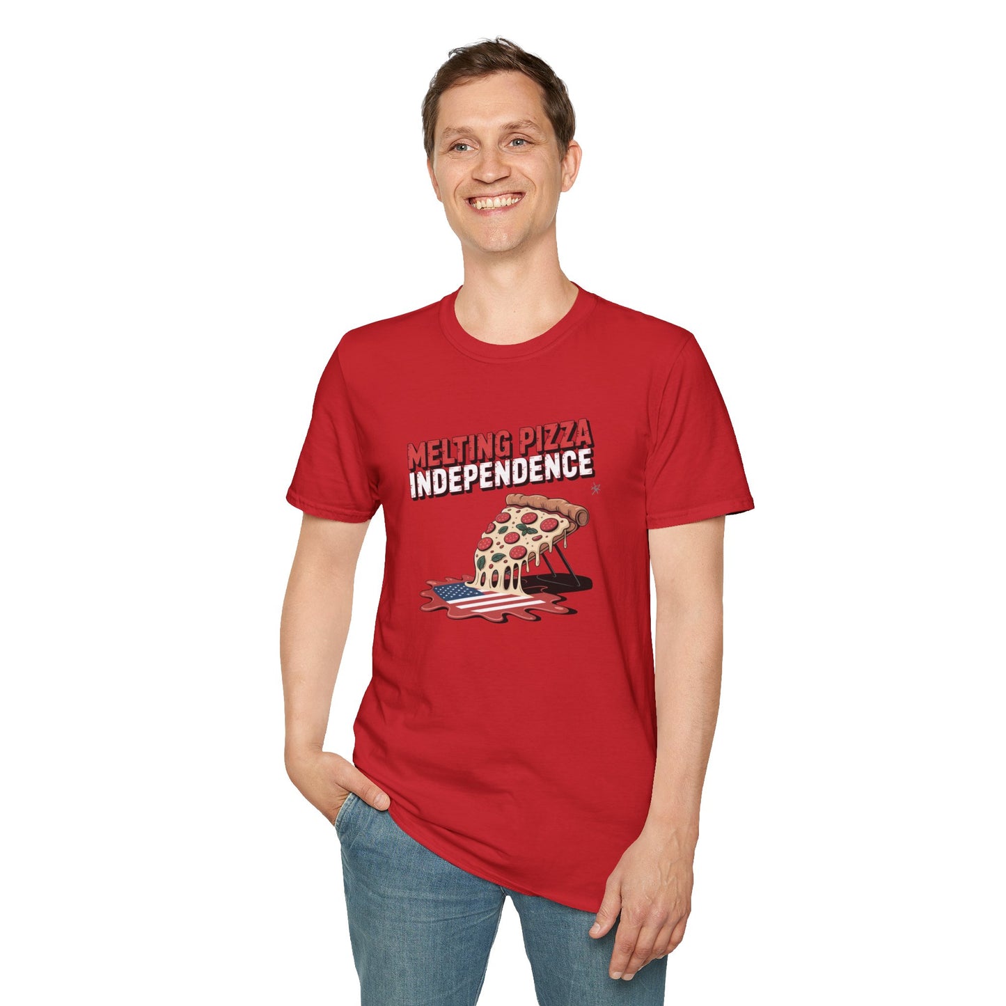 Melting Pizza Independence T-Shirt | Funny Pizza Tee, Unisex Graphic Shirt, Casual Wear, Gift for Foodies, 4th of July