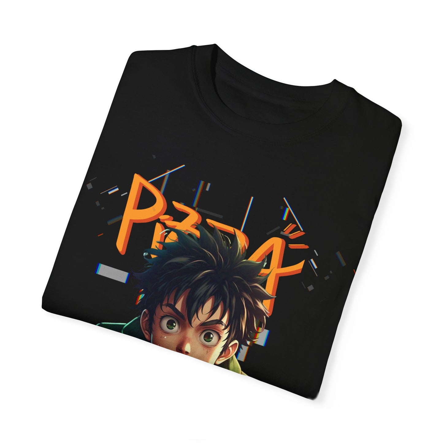 Anime Pizza Lover Unisex Garment-Dyed T-Shirt | Fun Graphic Tee for Foodies