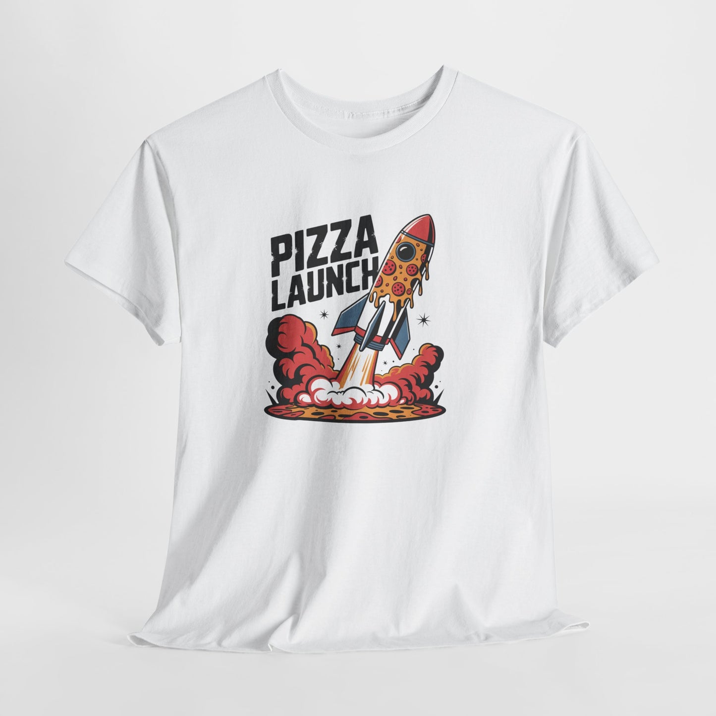Pizza Launch Graphic Tee, Funny T-Shirt, Unisex Casual Wear, Gift for Foodies, Birthday Celebration Apparel