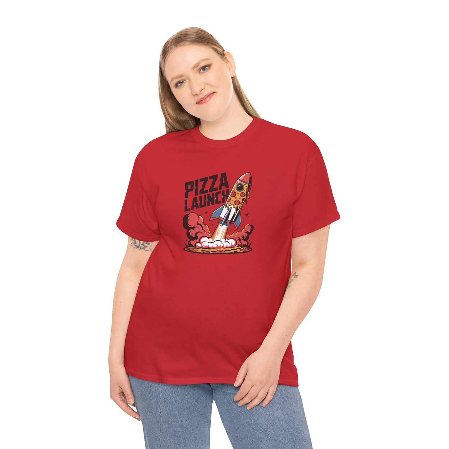 Pizza Launch Graphic Tee, Funny T-Shirt, Unisex Casual Wear, Gift for Foodies, Birthday Celebration Apparel