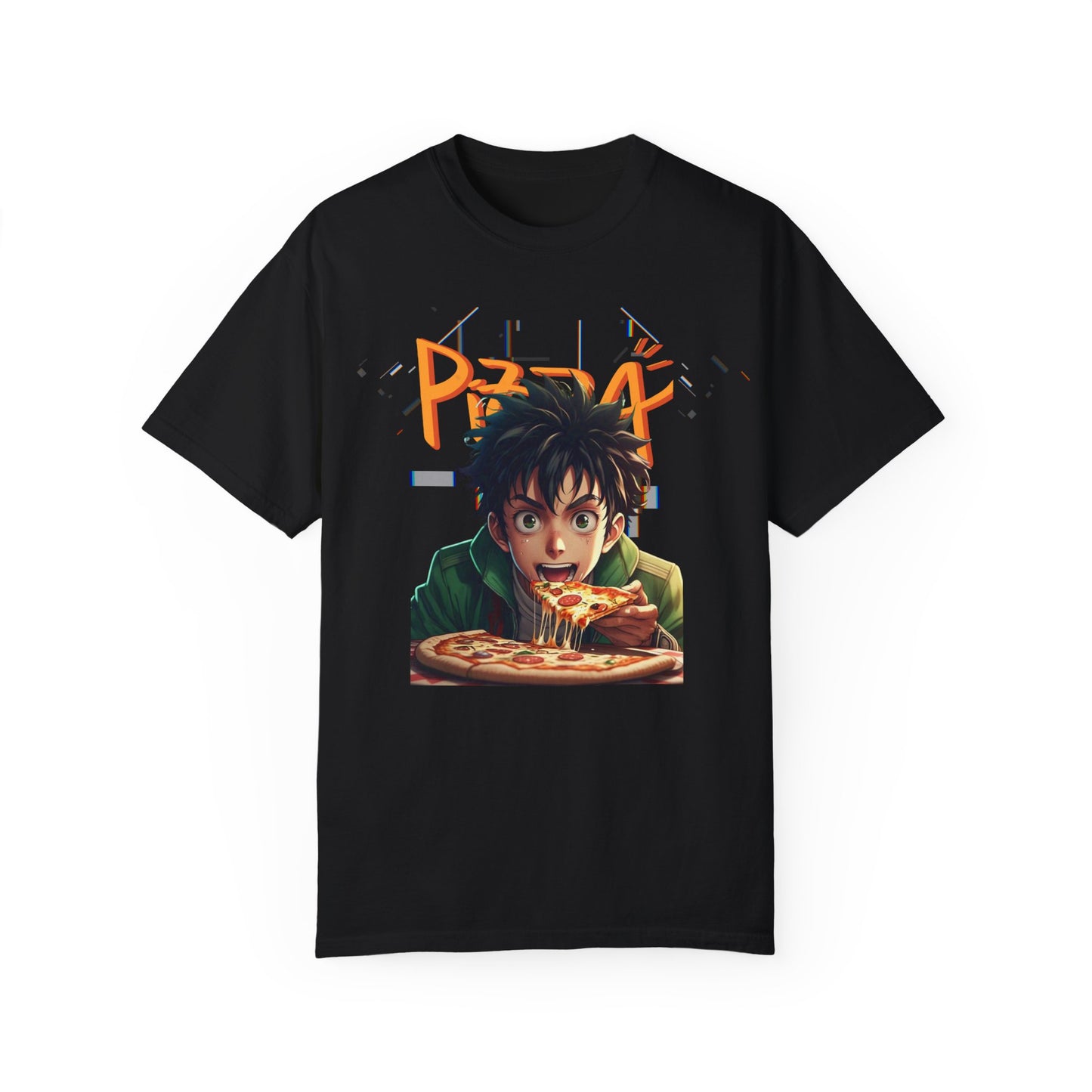 Anime Pizza Lover Unisex Garment-Dyed T-Shirt | Fun Graphic Tee for Foodies