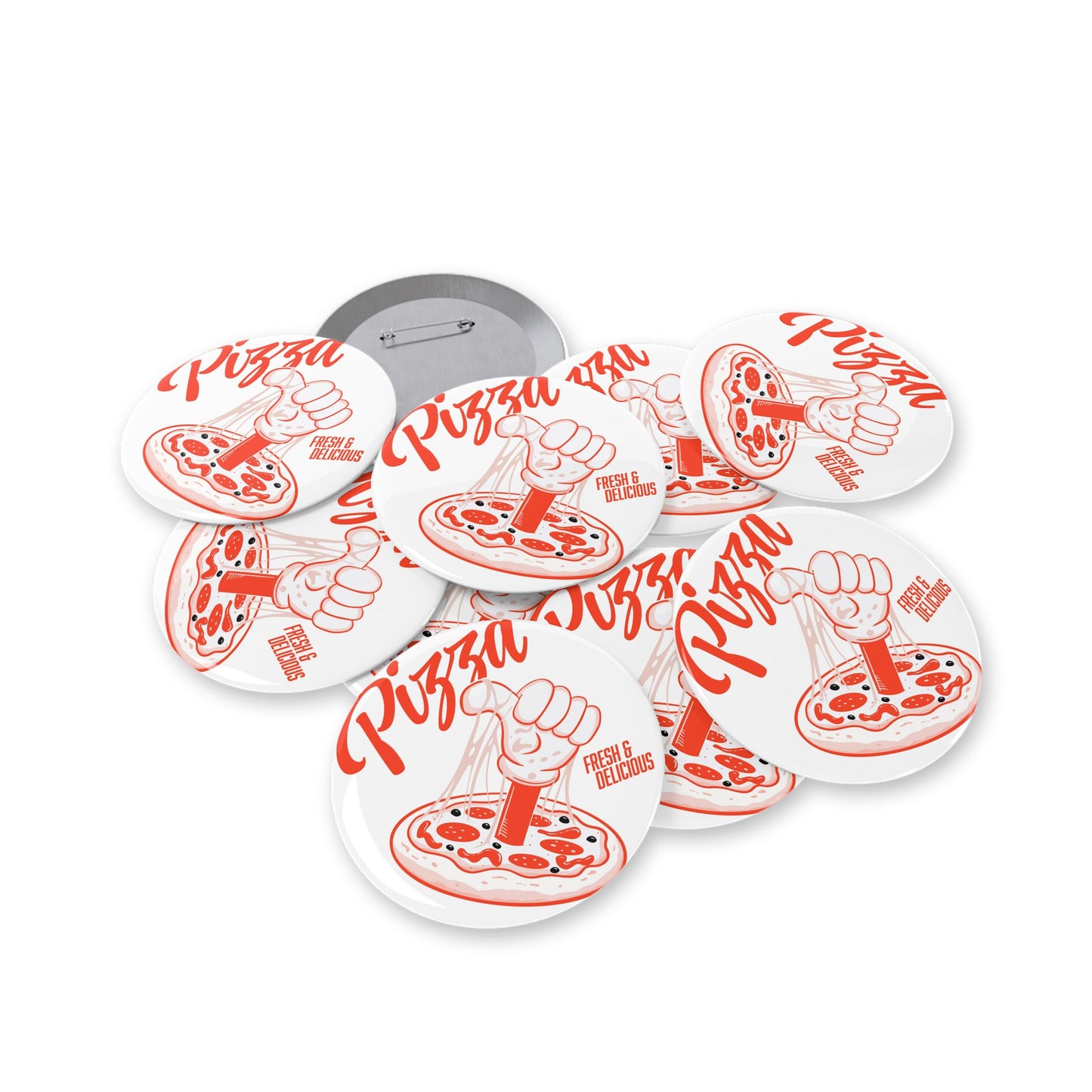 Pizza-themed Round Pins, Fun Accessories, Retro Flair, Gift for Food Lovers, Trendy Button Badges