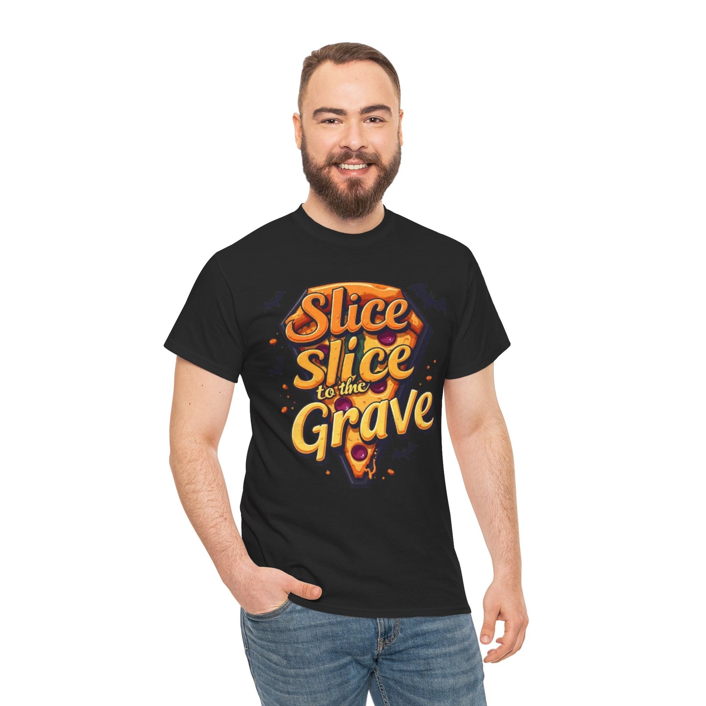 Pizza Grave Halloween Tee, Graphic Tee, Unisex Cotton Shirt, Halloween Costume, Pizza Lover Gift