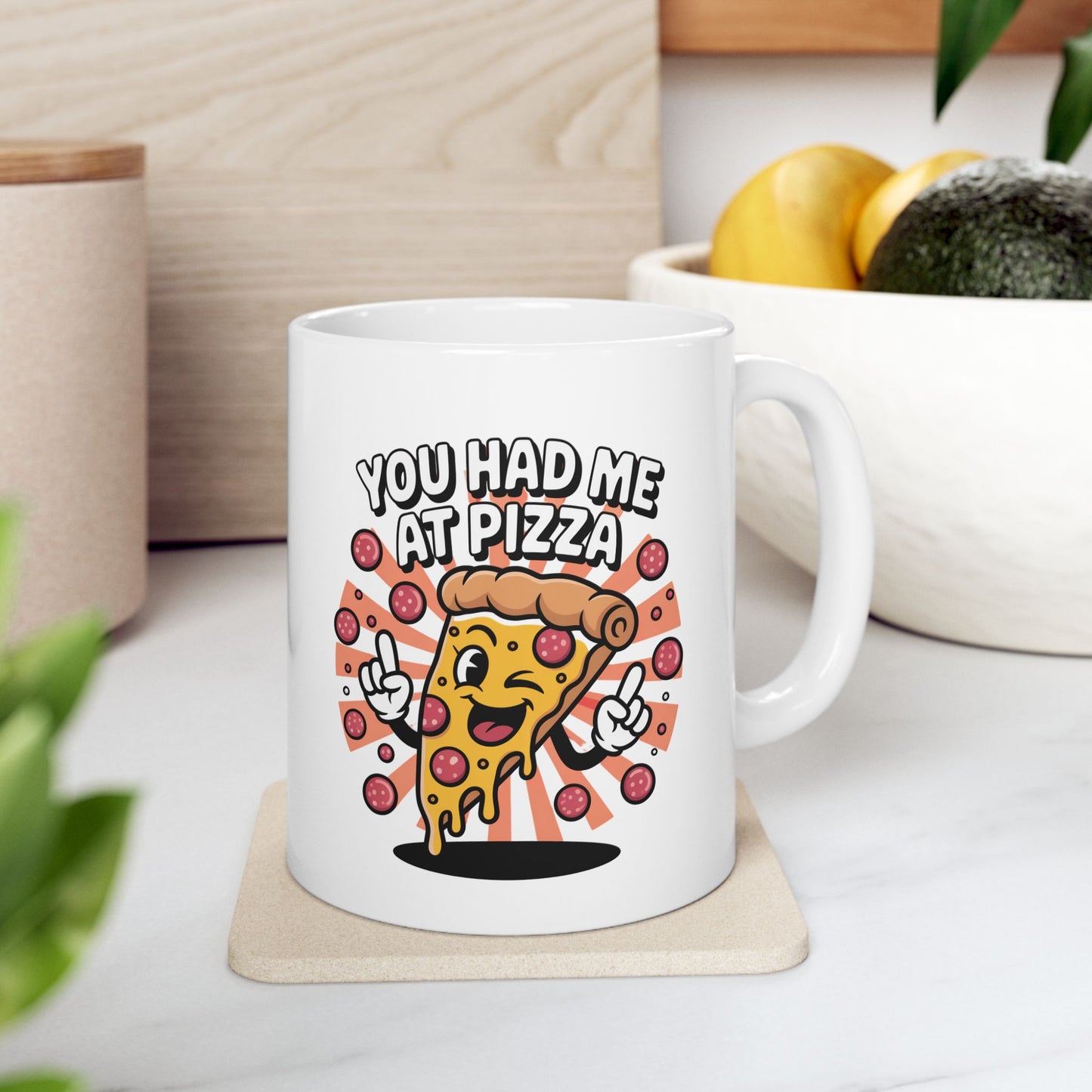 You Had Me at Pizza – Cute Slice Wink Mug