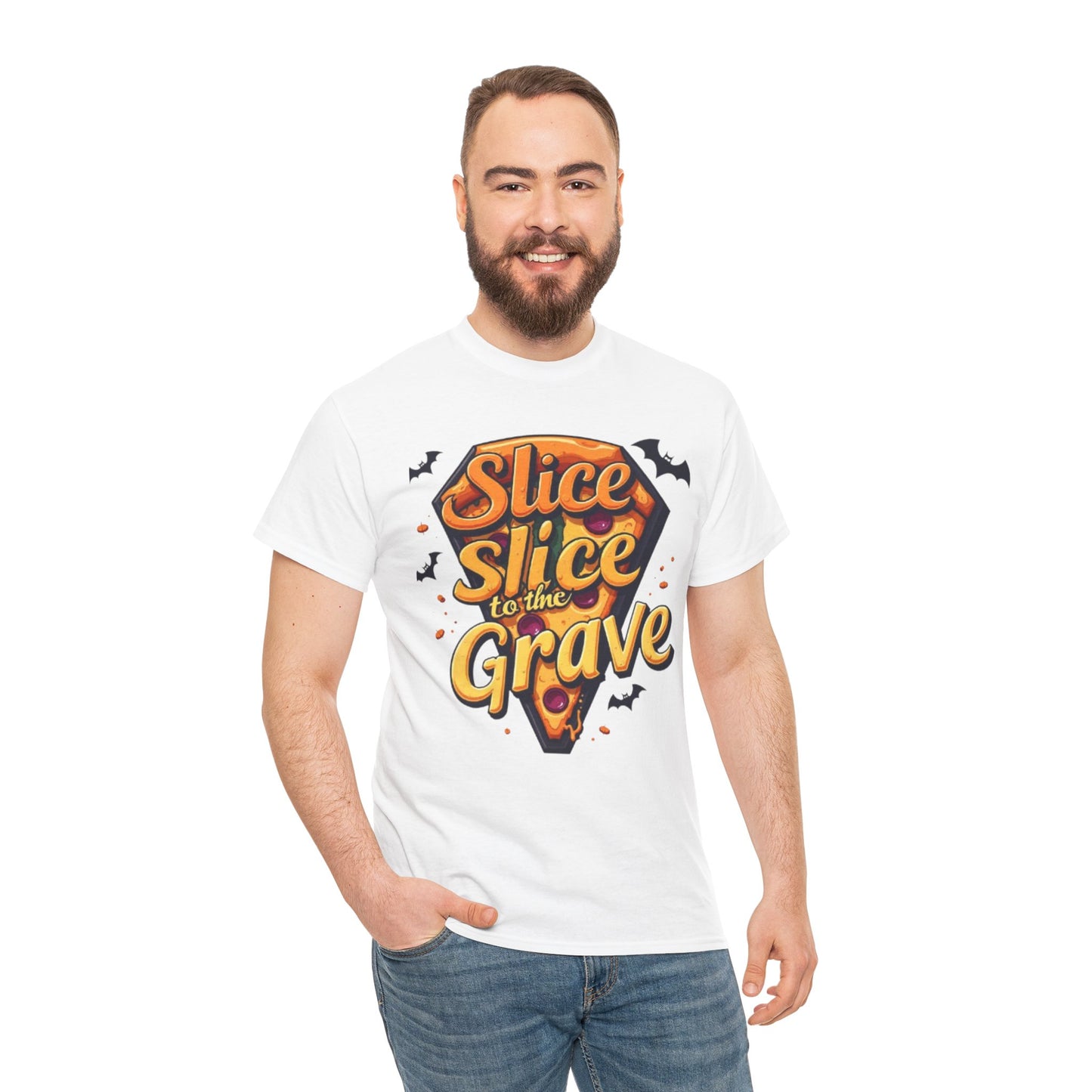 Pizza Grave Halloween Tee, Graphic Tee, Unisex Cotton Shirt, Halloween Costume, Pizza Lover Gift