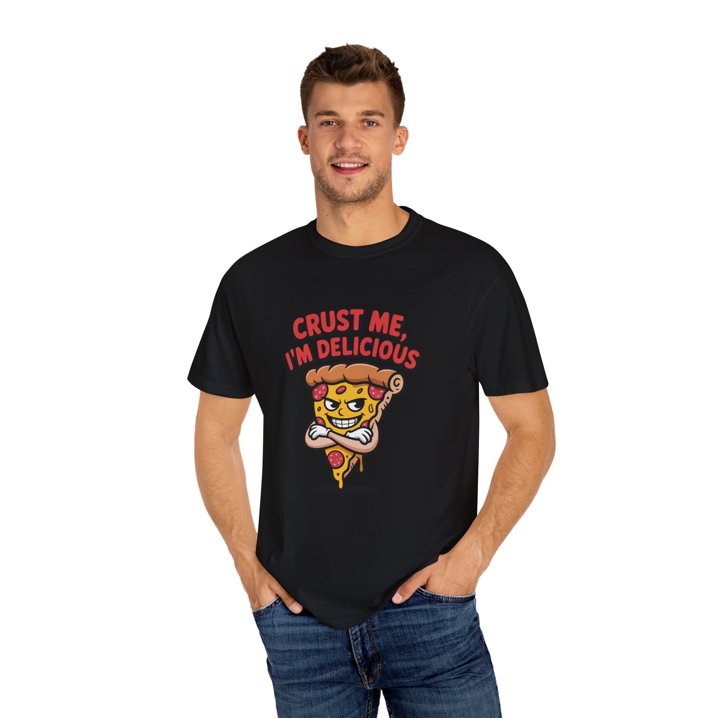Crust Me, I’m Delicious – Confident Slice Character Shirt