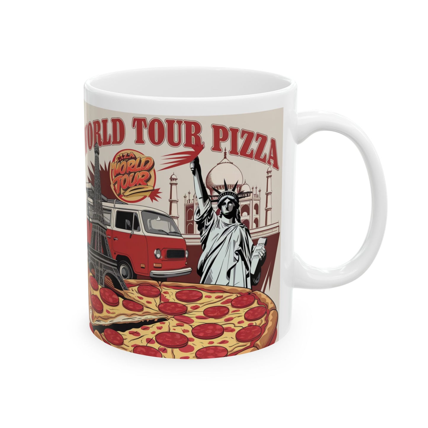World Tour Pizza Ceramic Mug - Fun Travel-Inspired Coffee Cup