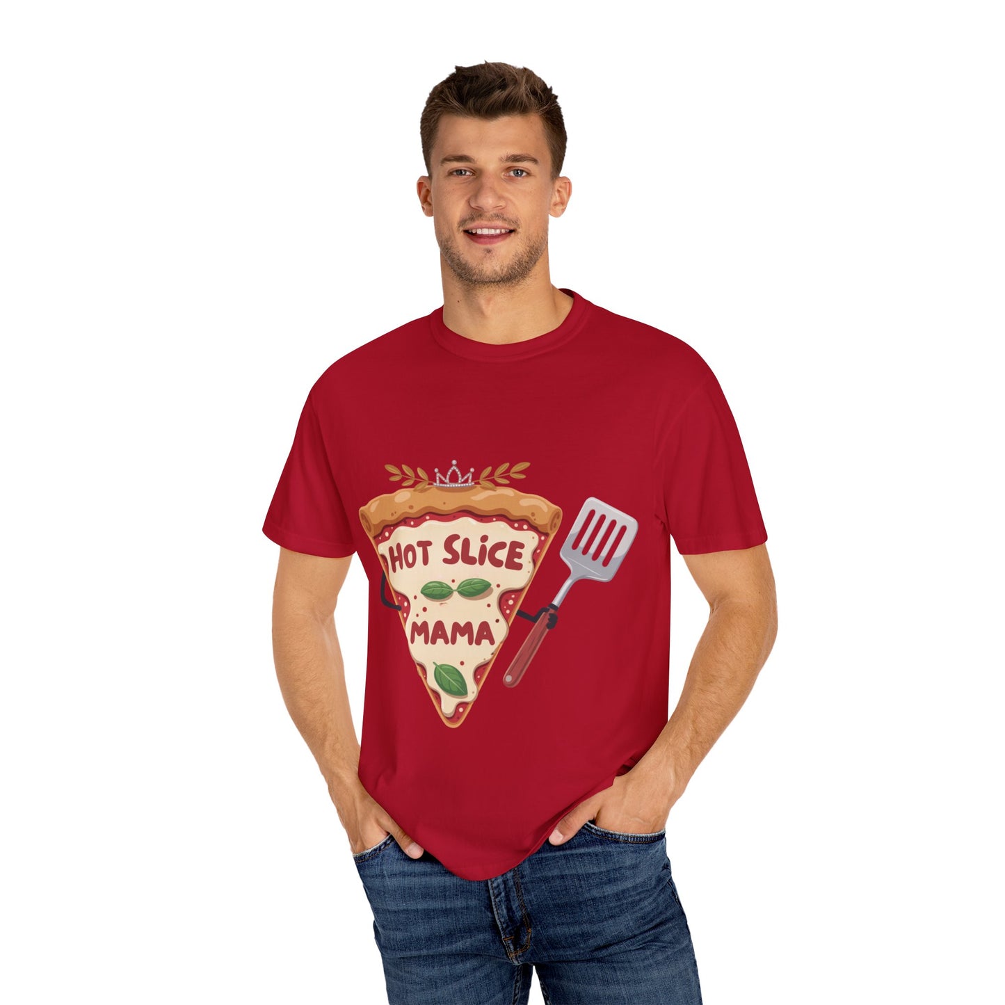 "Hot Slice Mama" Unisex Garment-Dyed T-Shirt - Fun Foodie Tee for Pizza Lovers