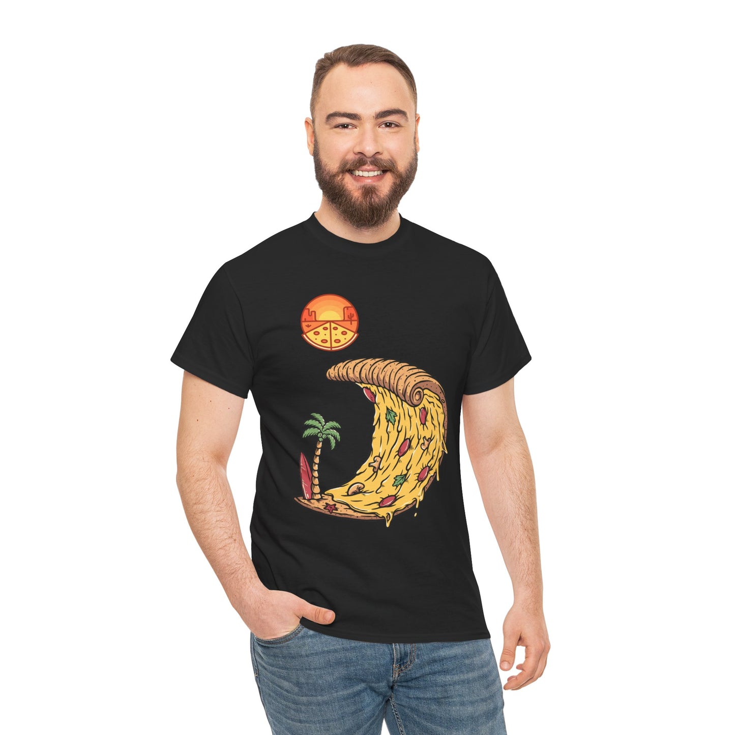 Vibrant Pizza Wave Unisex Heavy Cotton Tee - Fun Summer Vibe T-Shirt