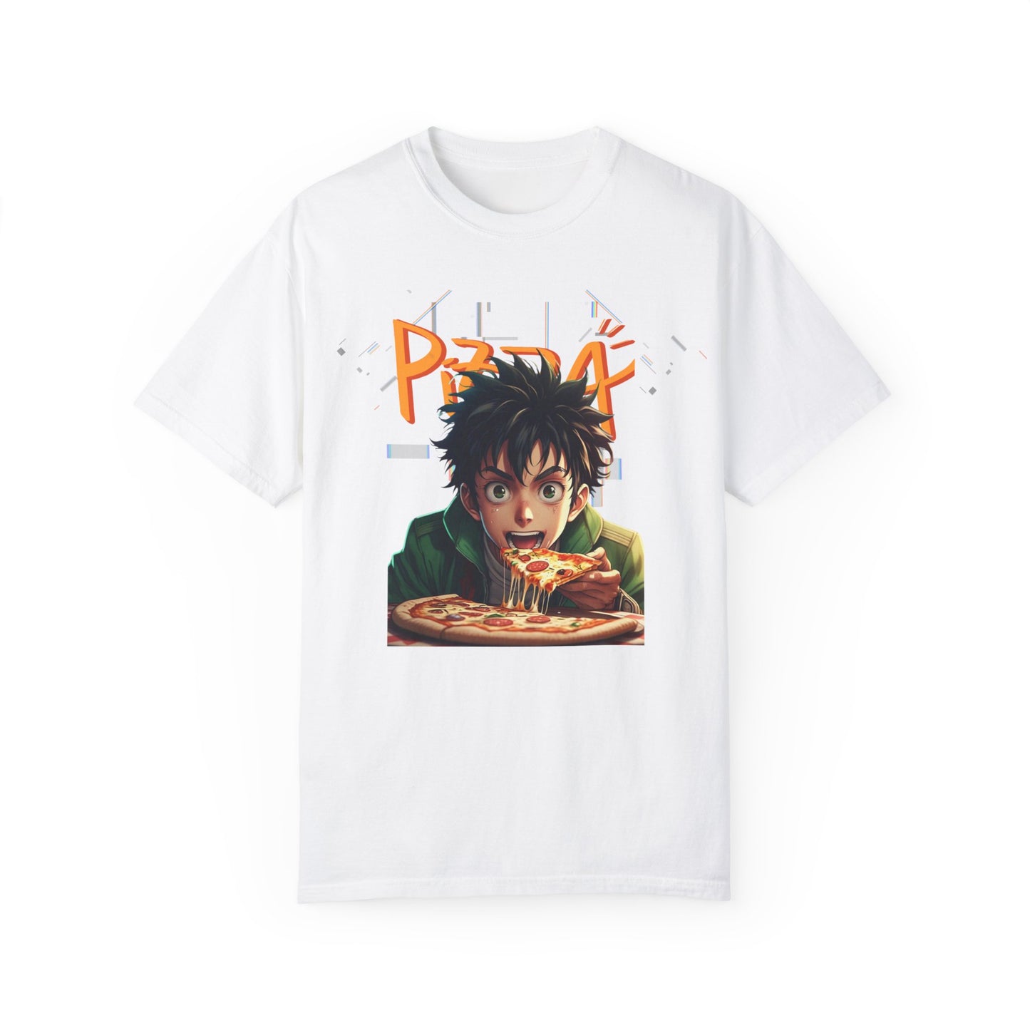 Anime Pizza Lover Unisex Garment-Dyed T-Shirt | Fun Graphic Tee for Foodies
