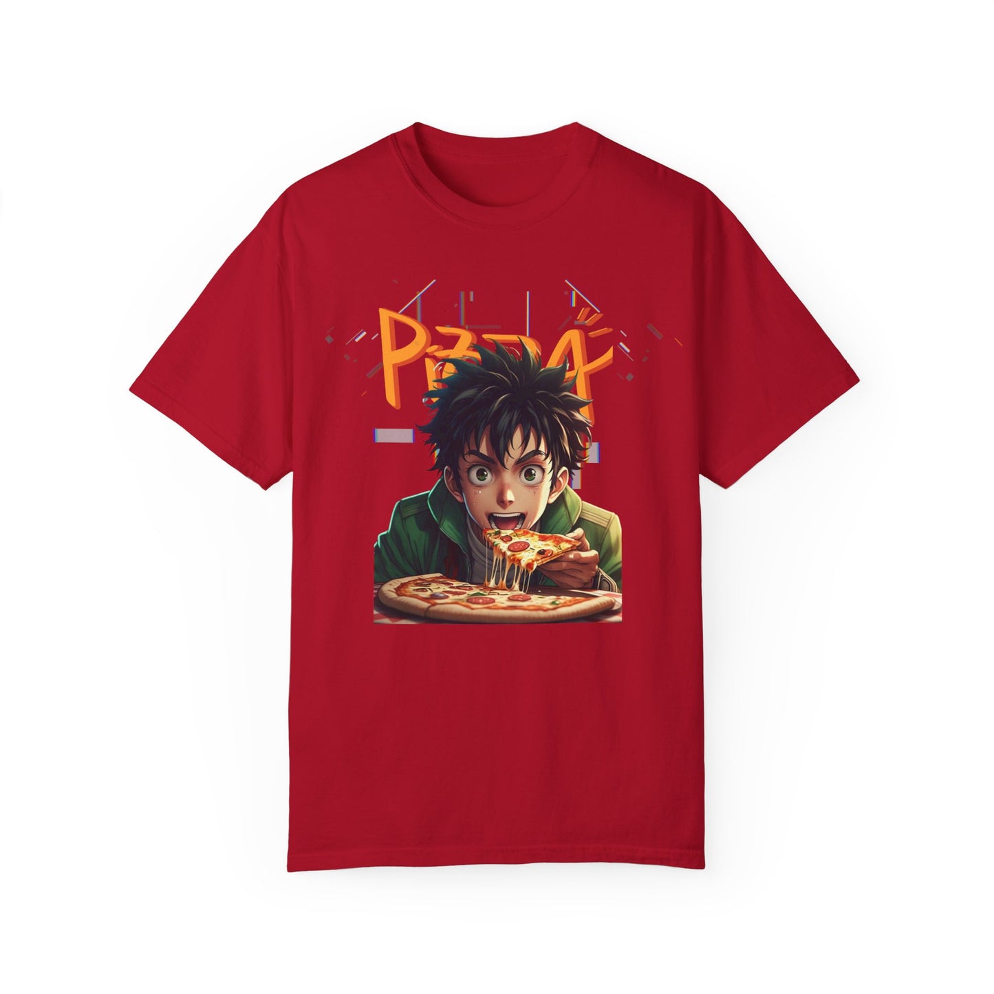 Anime Pizza Lover Unisex Garment-Dyed T-Shirt | Fun Graphic Tee for Foodies