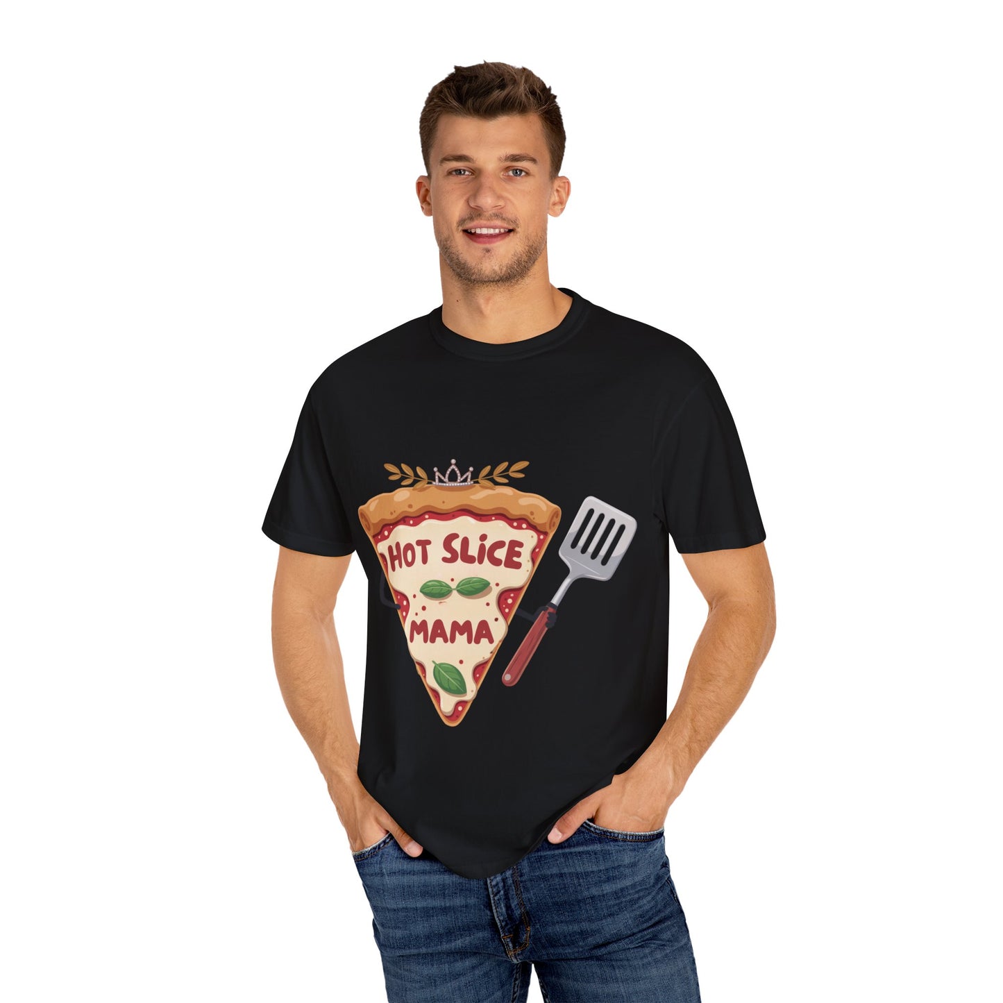 "Hot Slice Mama" Unisex Garment-Dyed T-Shirt - Fun Foodie Tee for Pizza Lovers