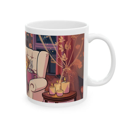 Cheddar & Chill Ceramic Mug - Cozy Pizza Lover's Coffee Cup for Relaxing Nights