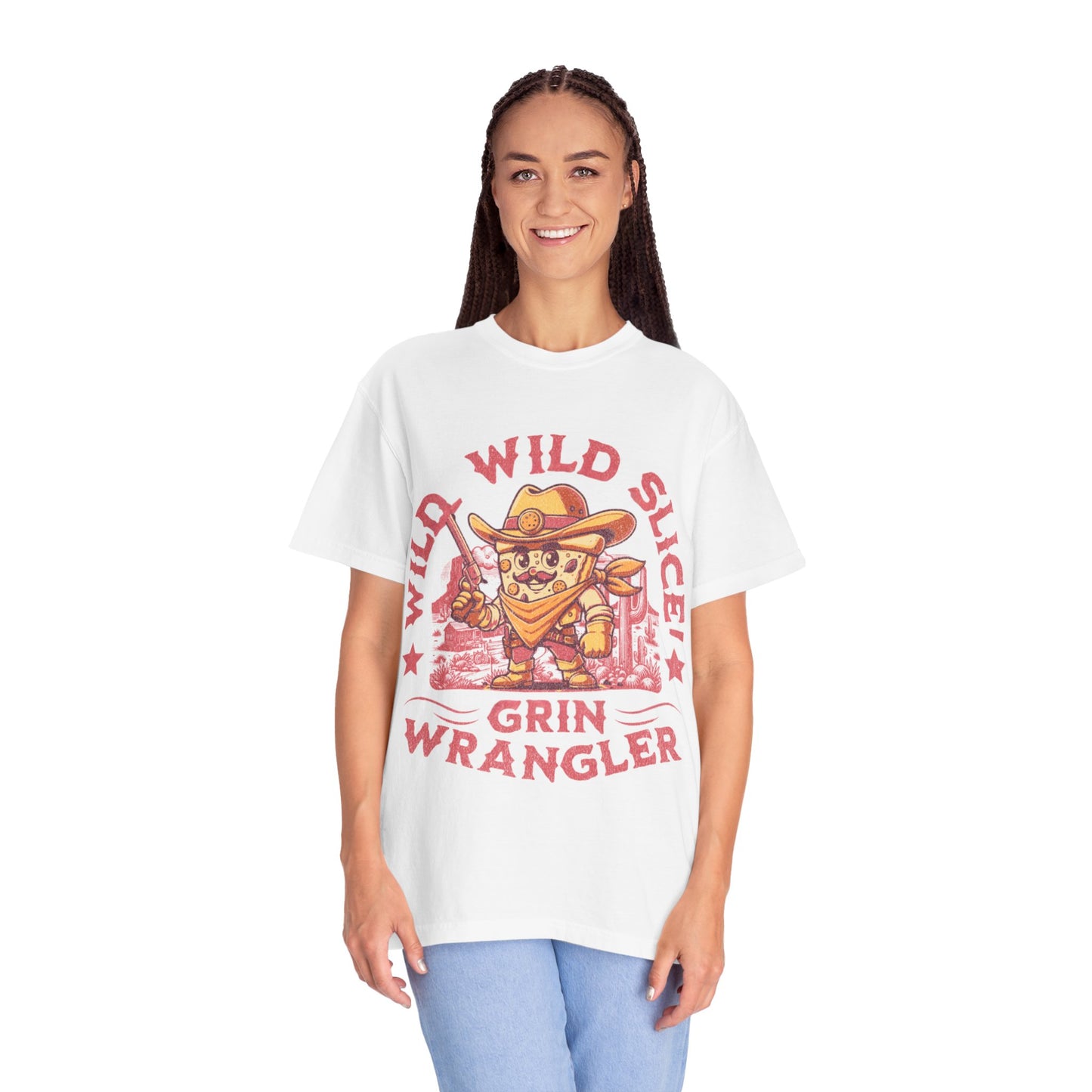 Wild Wild Slice Grin Wrangler T-Shirt - Fun Unisex Garment-Dyed Tee for Pizza Lovers