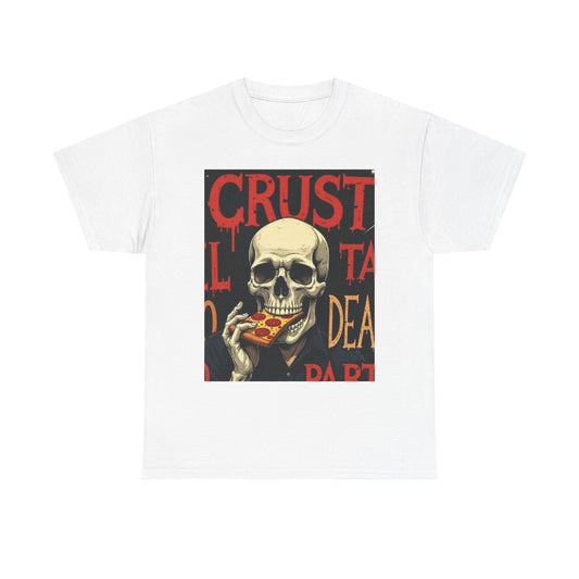Skull Pizza Graphic Tee, Unisex Heavy Cotton Shirt, Perfect for Halloween, Party Wear, Casual Outfit, Gift for Friends