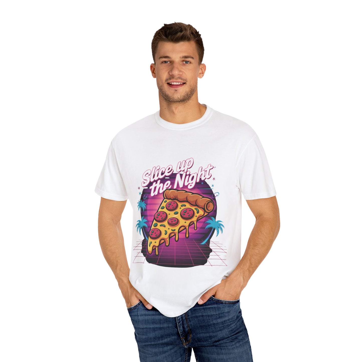 Retro Pizza Night Unisex T-Shirt - Slice up the Night Design