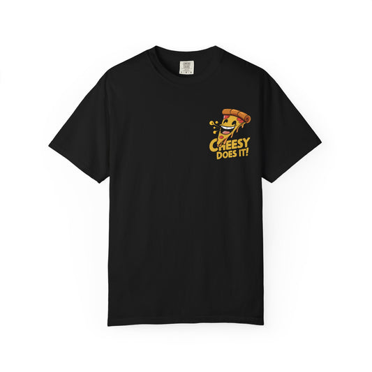 Cheesy Pizza Graphic T-shirt, Fun Foodie Tee, Casual Wear for Pizza Lovers, Gift for Birthdays, Parties, Foodie Enthusiasts