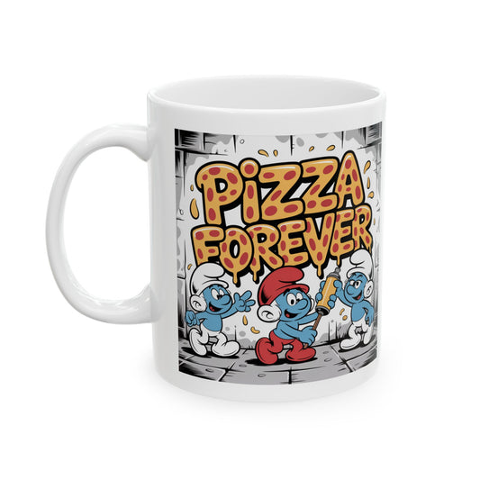 Pizza Forever Smurf Party Ceramic Mug
