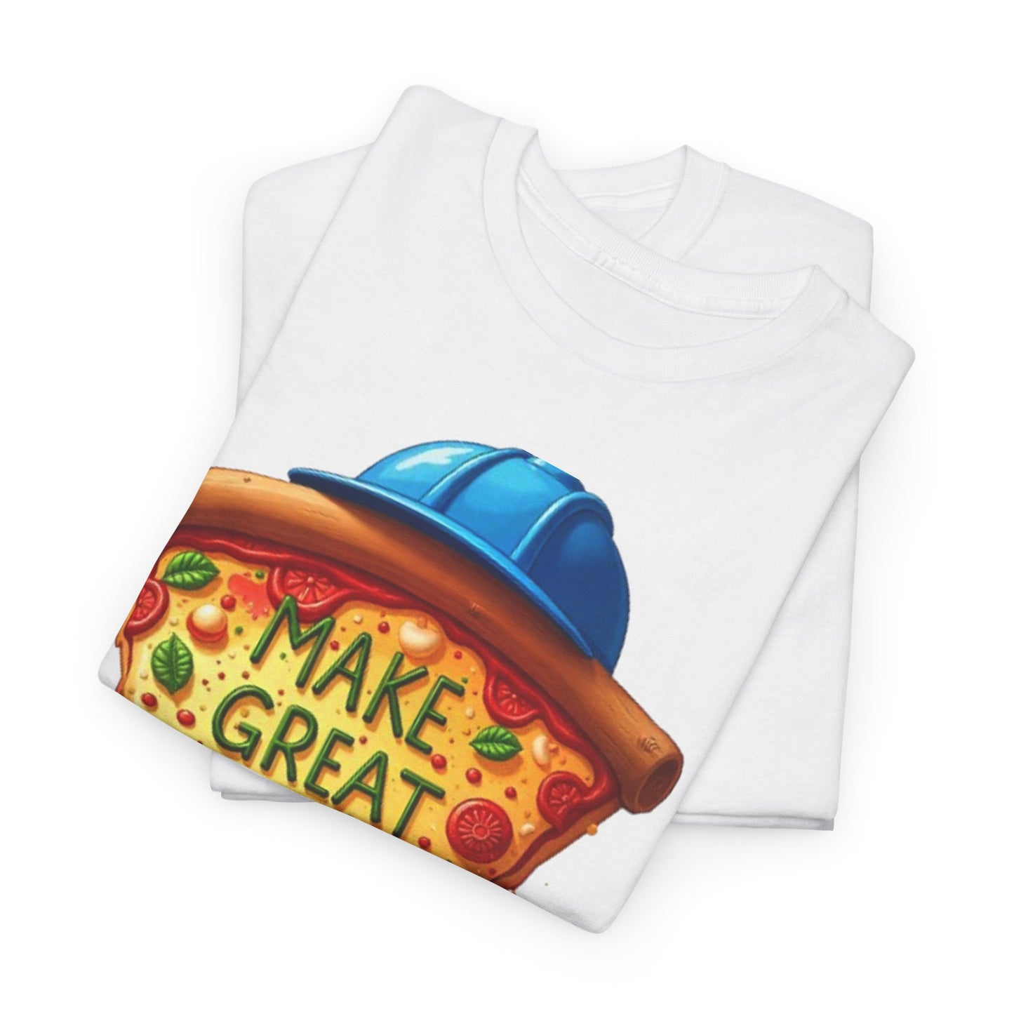 Funny Pizza Graphic Tee, Unisex Heavy Cotton Tee, Gift for Food Lovers, Casual Wear, Summer Outing T-Shirt, Make Great Again Shirt