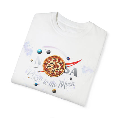 Pizza to the Moon Unisex Garment-Dyed T-Shirt | Fun Space-Themed Tee for Pizza Lovers