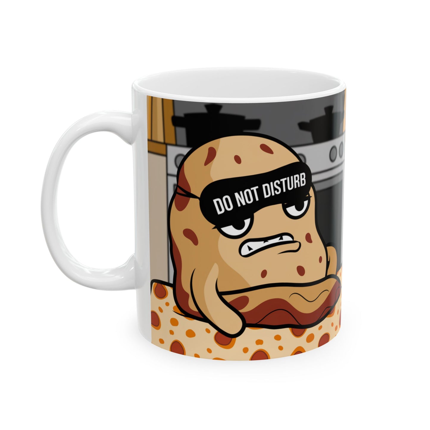 Funny Pizza Lover Ceramic Mug - "Do Not Disturb" Design (11oz, 15oz)
