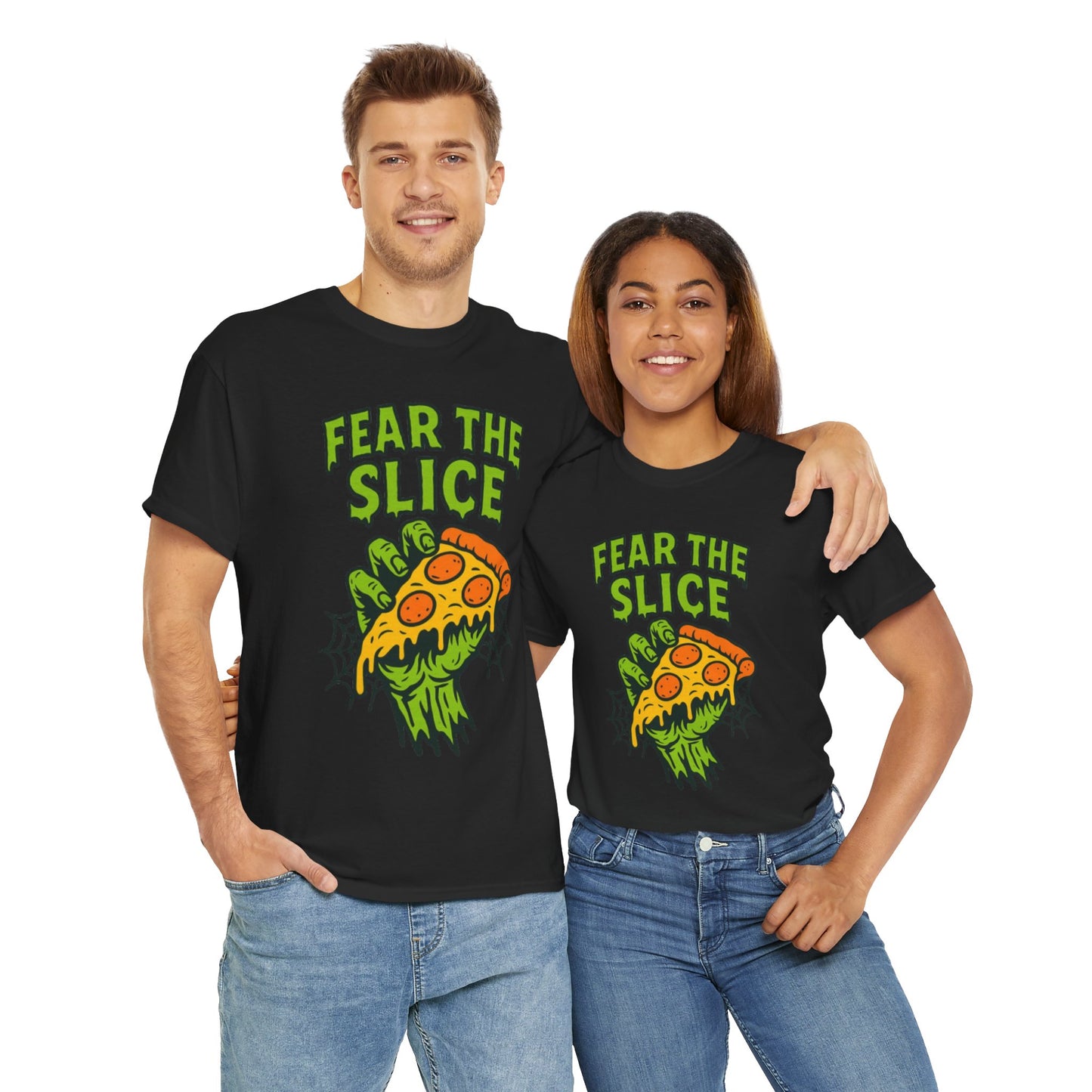 Fear the Slice T-Shirt - Spooky Pizza Tee, Unisex Graphic Tee, Halloween Costume, Casual Wear, Gift for Pizza Lovers, Fun Graphic Tee