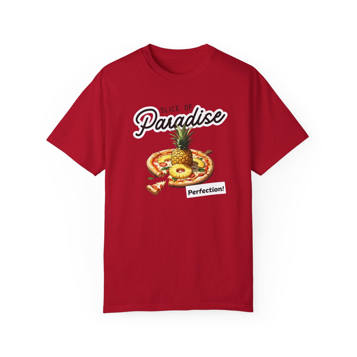 Slice of Paradise T-Shirt - Unisex Garment-Dyed Tee with Fun Pizza Design
