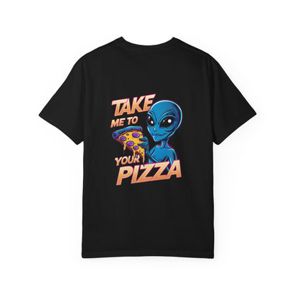 Alien Pizza Unisex T-Shirt - Fun Gift for Pizza Lovers, Science Fiction Fans, Casual Wear, Birthday Present, Unique Graphic Tee