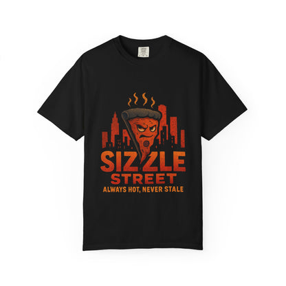 Sizzle Street Pizza Tee - Unisex Garment-Dyed T-Shirt, Fun Foodie Apparel, Pizza Lover Gift, Party Shirt, Casual Wear