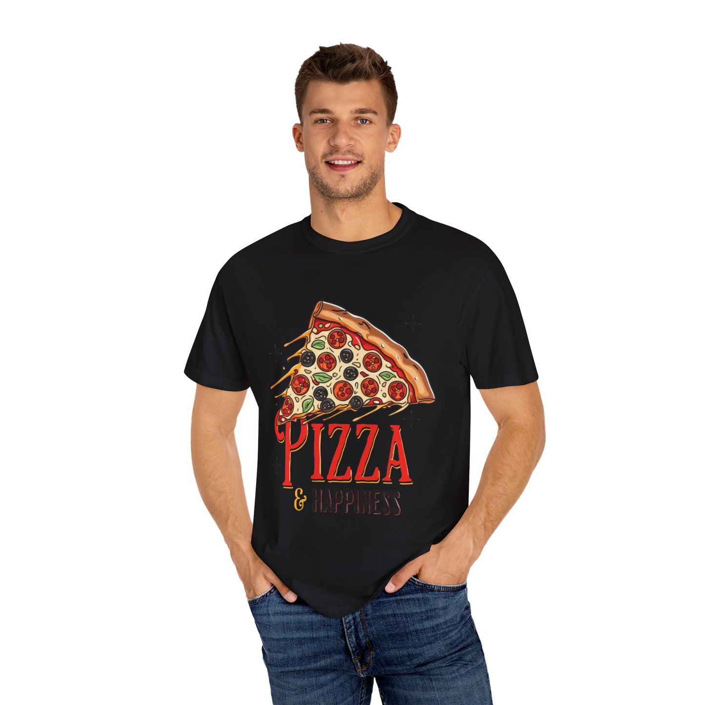 Pizza & Happiness Unisex Garment-Dyed T-Shirt