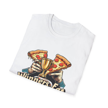 Winners Eat Last Slice Unisex Softstyle T-Shirt - Fun Pizza Lover Tee