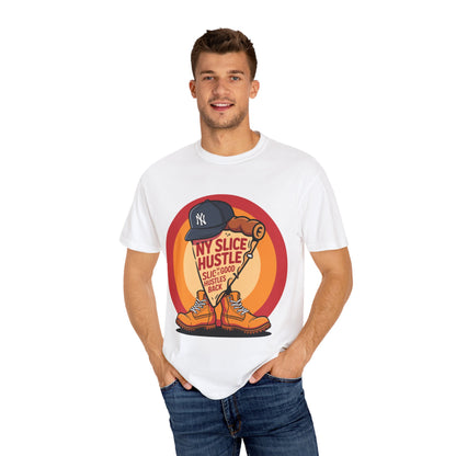 NY Slice Hustle Unisex Garment-Dyed T-Shirt - Fun Graphic Tee for Pizza Lovers