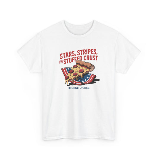Patriotic Pizza Tee, Stars Stripes Shirt, Unisex T-Shirt, Foodie Apparel, July 4th Celebration, Casual Outfit