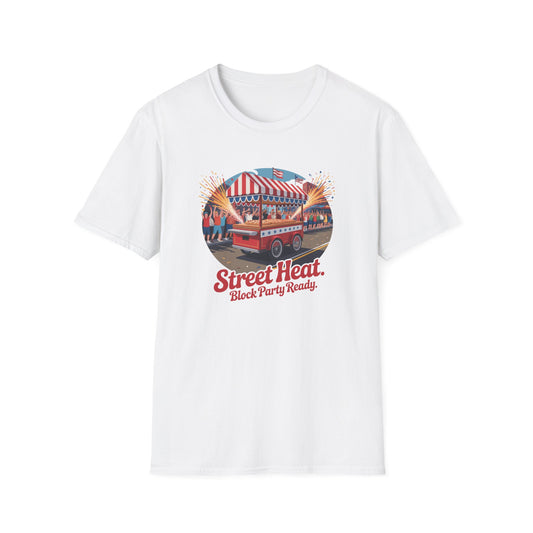 Street Heat Unisex Softstyle T-Shirt, Black Party Ready Tee, Festival Apparel, Casual Wear, Summer Vibes, Street Fair Clothing