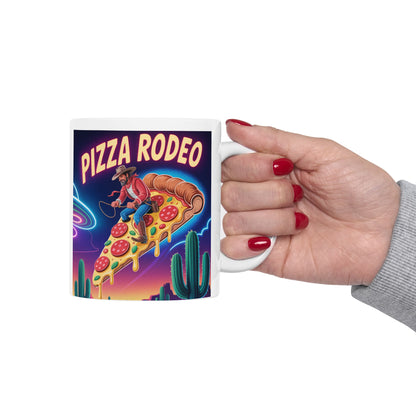 Retro Pizza Rodeo Fun Coffee Cup for Pizza Lovers