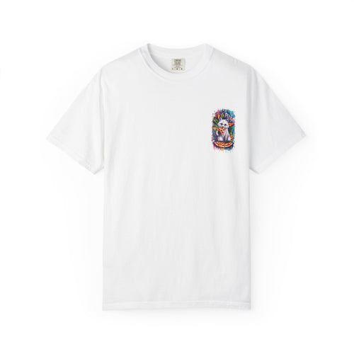 Garment-Dyed T-Shirt with Whimsical Fox Design, Cute Animal Art, Fun Summer Tee, Casual Gift for Kids and Adults, Unique Pizza Lover Shirt