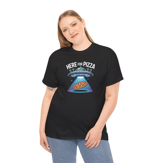 Funny Alien Pizza Lover Tee, Unisex T-Shirt, Cute Gift for Pizza Enthusiasts, UFO Theme Shirt, Perfect for Parties & Gatherings