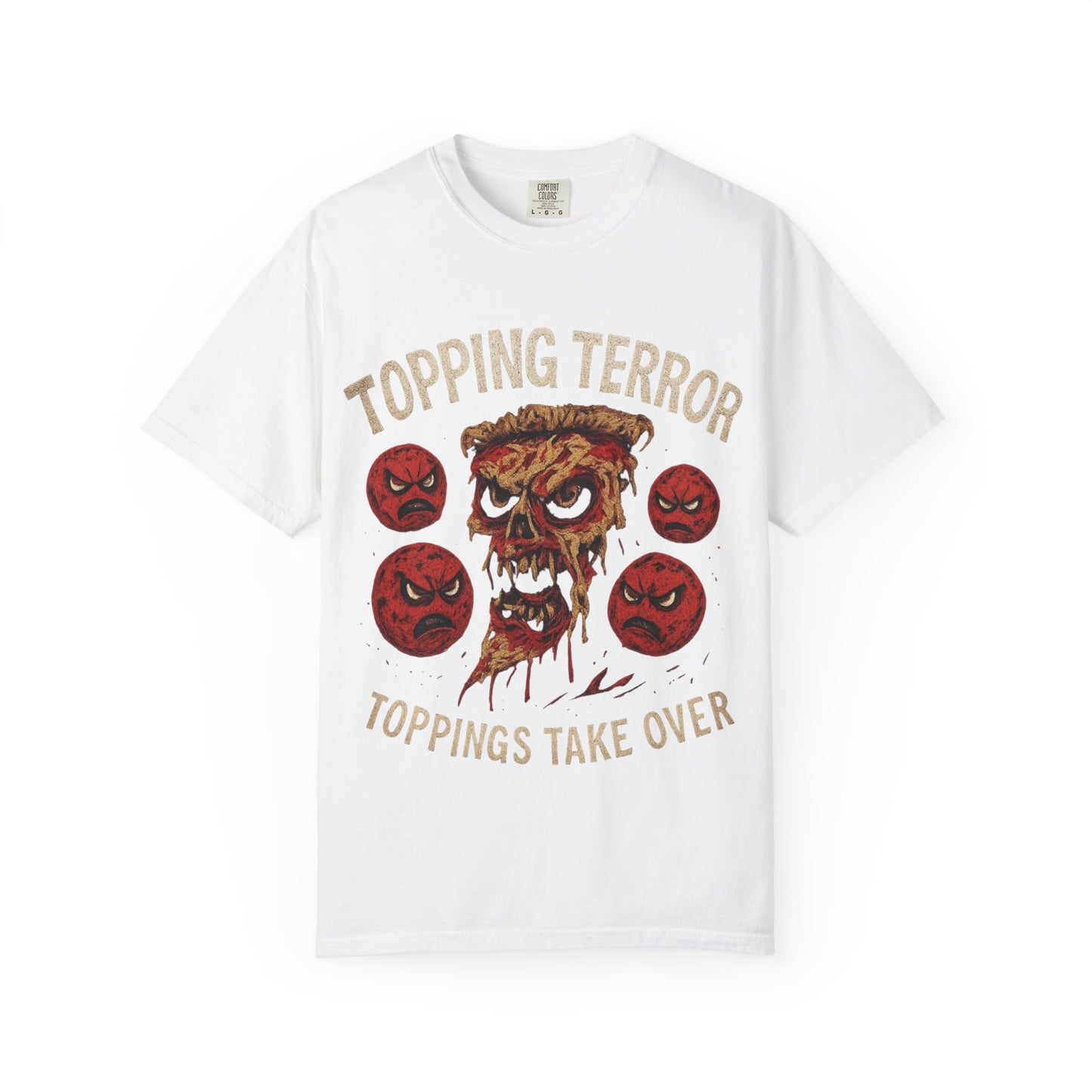 Funny Pizza Horror T-Shirt, Unisex Graphic Tee, Halloween Shirt, Casual Wear, Unique Gift Idea