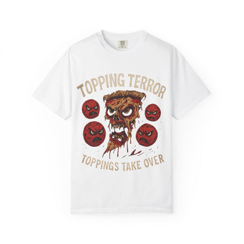 Funny Pizza Horror T-Shirt, Unisex Graphic Tee, Halloween Shirt, Casual Wear, Unique Gift Idea