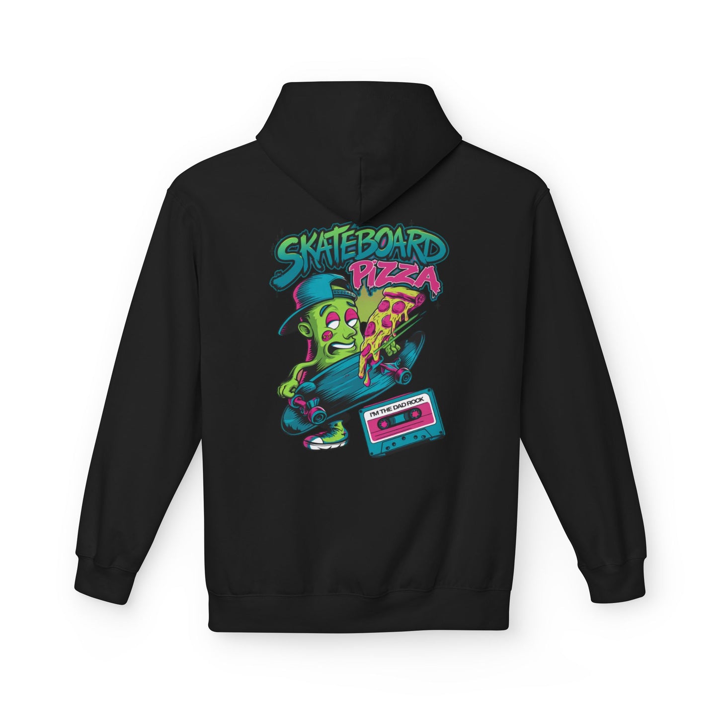 Cool Skateboard Pizza Hoodie, Unisex Streetwear, Funny Gift for Skaters, Chill Casual Style, Perfect for Teens, Halloween or Birthdays