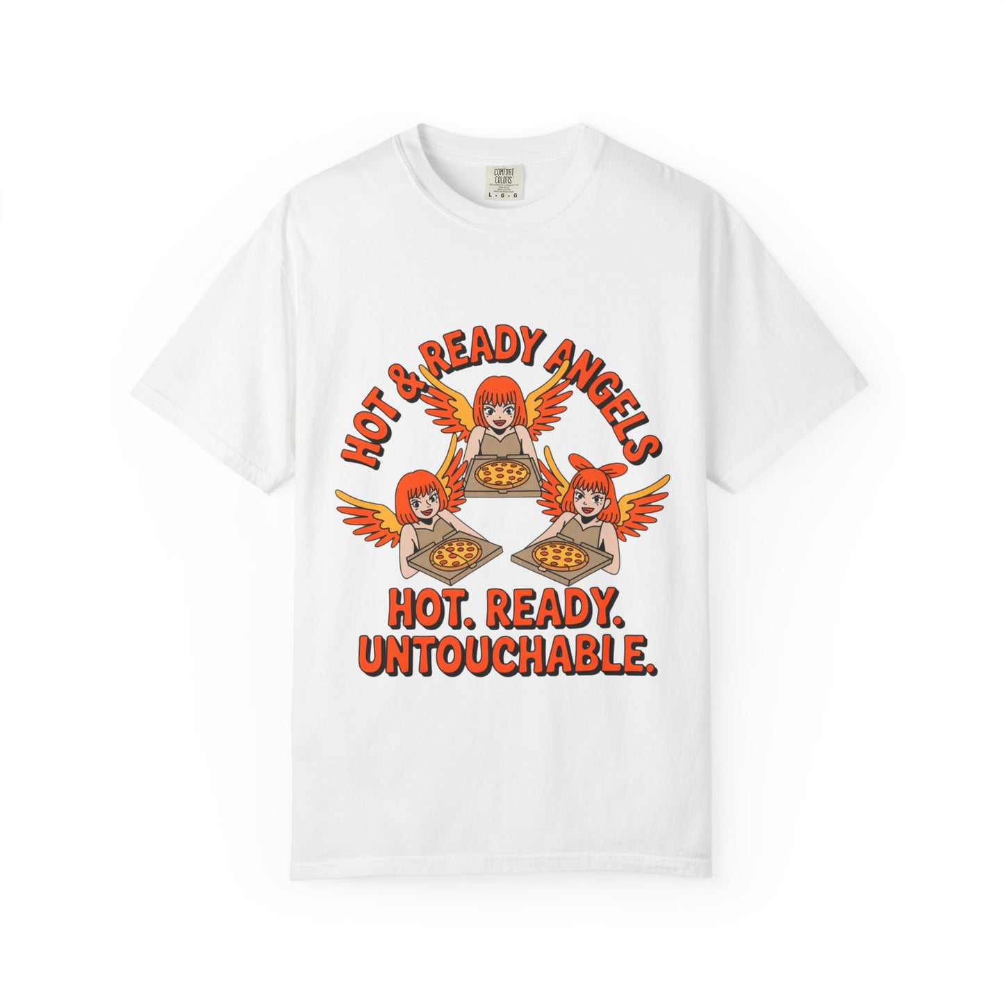 Hot & Ready Angels T-Shirt, Fun Graphic Tee, Unisex Apparel, Casual Wear, Summer Fashion, Gift for Food Lovers
