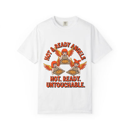 Hot & Ready Angels T-Shirt, Fun Graphic Tee, Unisex Apparel, Casual Wear, Summer Fashion, Gift for Food Lovers