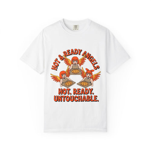 Hot & Ready Angels T-Shirt, Fun Graphic Tee, Unisex Apparel, Casual Wear, Summer Fashion, Gift for Food Lovers