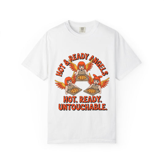 Hot & Ready Angels T-Shirt, Fun Graphic Tee, Unisex Apparel, Casual Wear, Summer Fashion, Gift for Food Lovers
