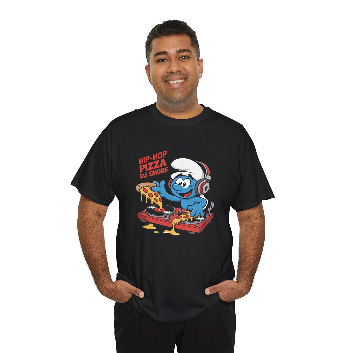 Hip-Hop Pizza DJ Smurf Unisex Heavy Cotton Tee