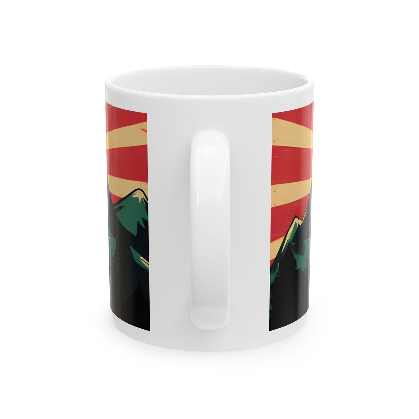 Rise & Slice Pizza Ceramic Mug - Vibrant Mountain Design 11oz & 15oz
