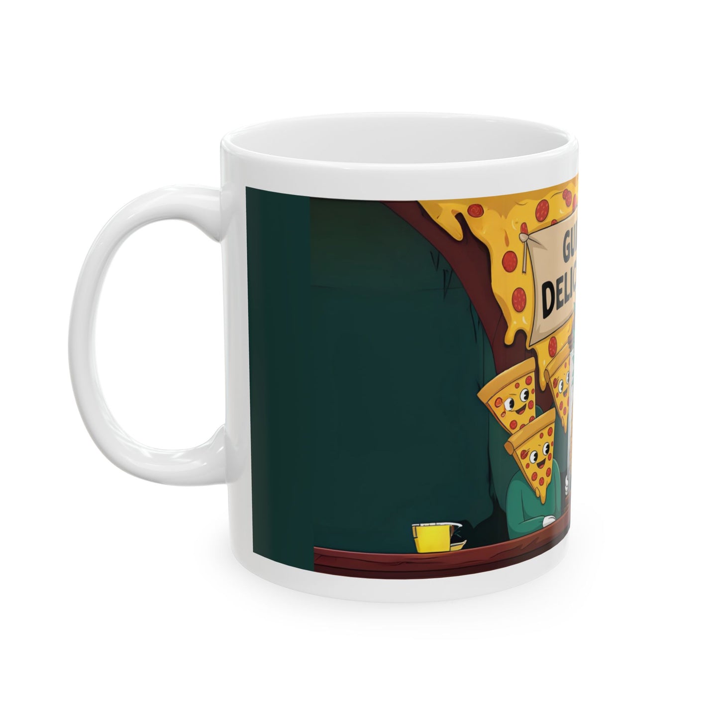 Guilty of Deliciousness Ceramic Mug - Fun Pizza & Pineapple Design, Perfect Gift for Food Lovers